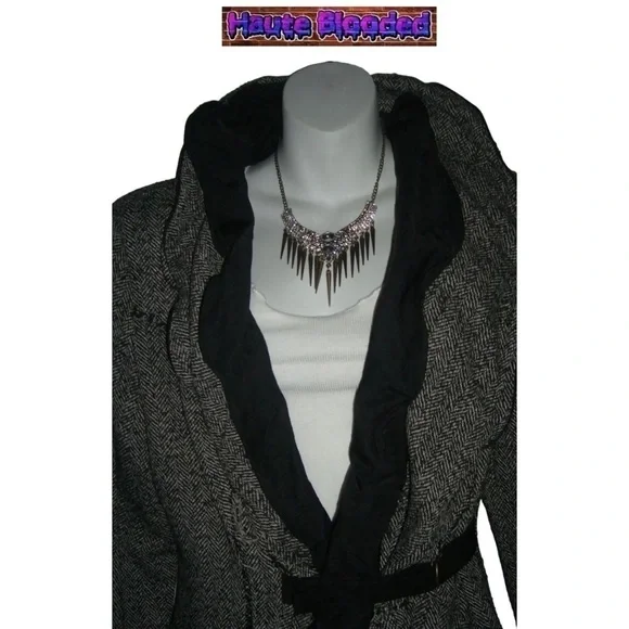 y2k Design Today's Tweed Fray Vintage Suit Punk Dark Academia Steampunk 90s Wool - Picture 3 of 16